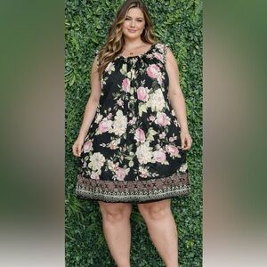 Ups and Downs Floral Black Mini Dress